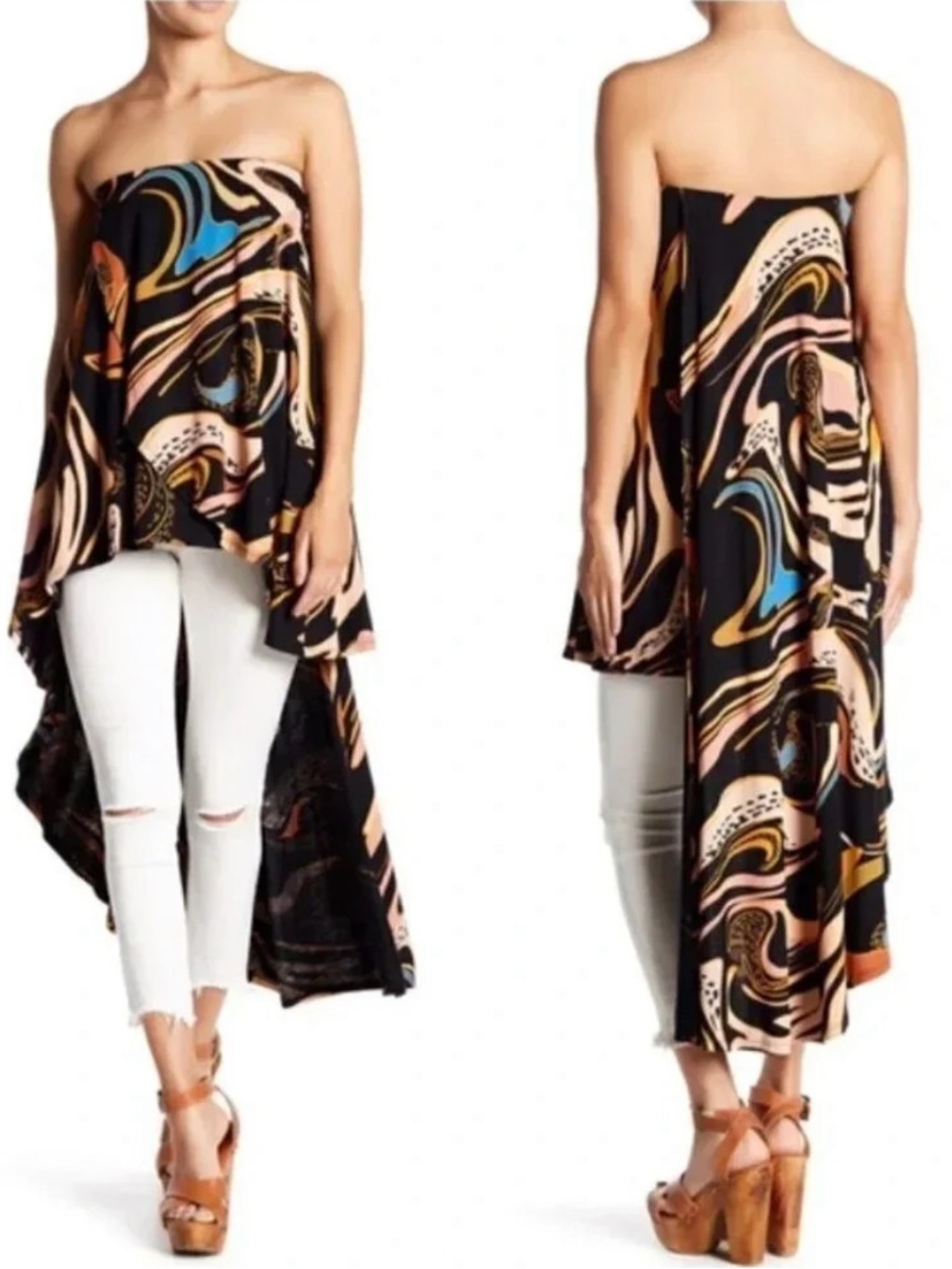 NWT Free People Lost at Sea Strapless Hi Low Tube Top Size Small Asymmetrical - Picture 2 of 12